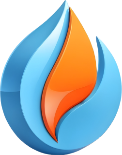 Fire 3d icon in an orange and light blue shades for a web design and development agency