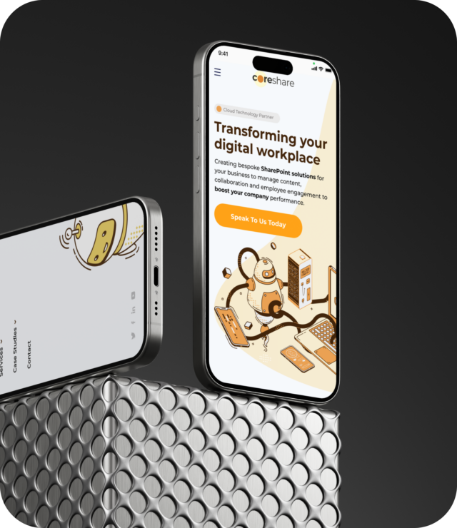 CoreShare mobile website mockups
