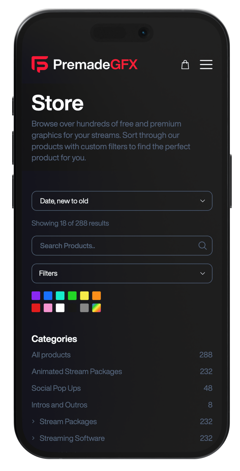 PremadeGFX mobile website mockup