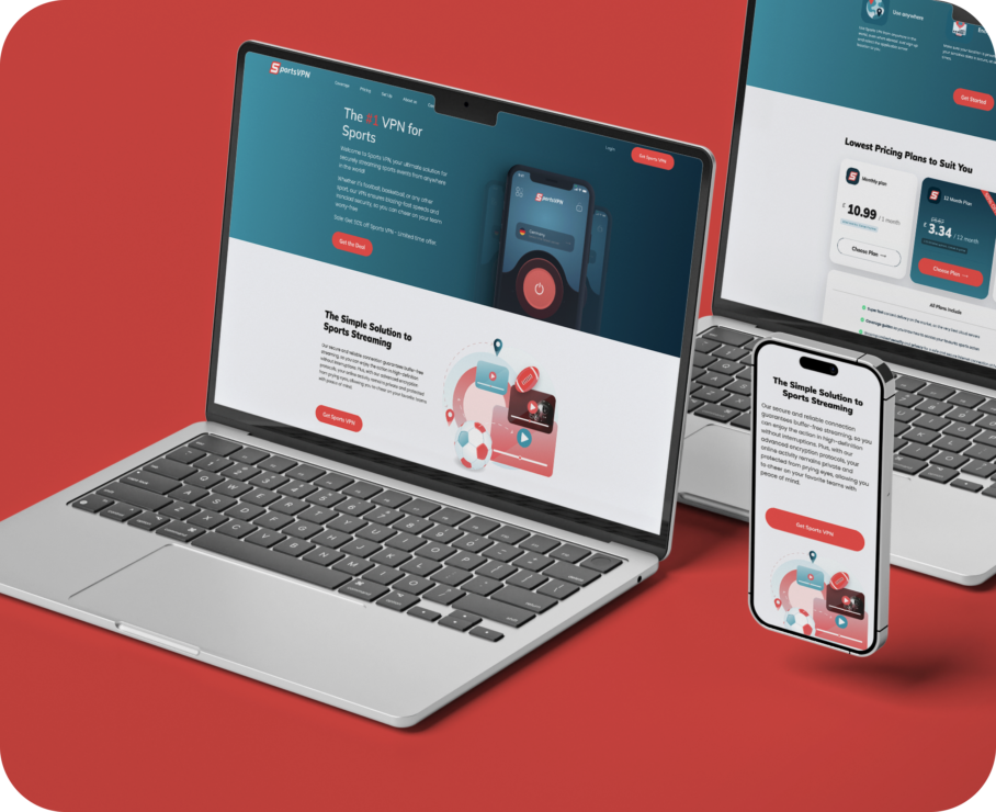 SportsVPN website mockups