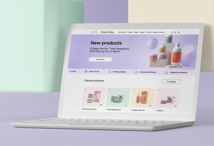 Perla Helsa desktop website mockups
