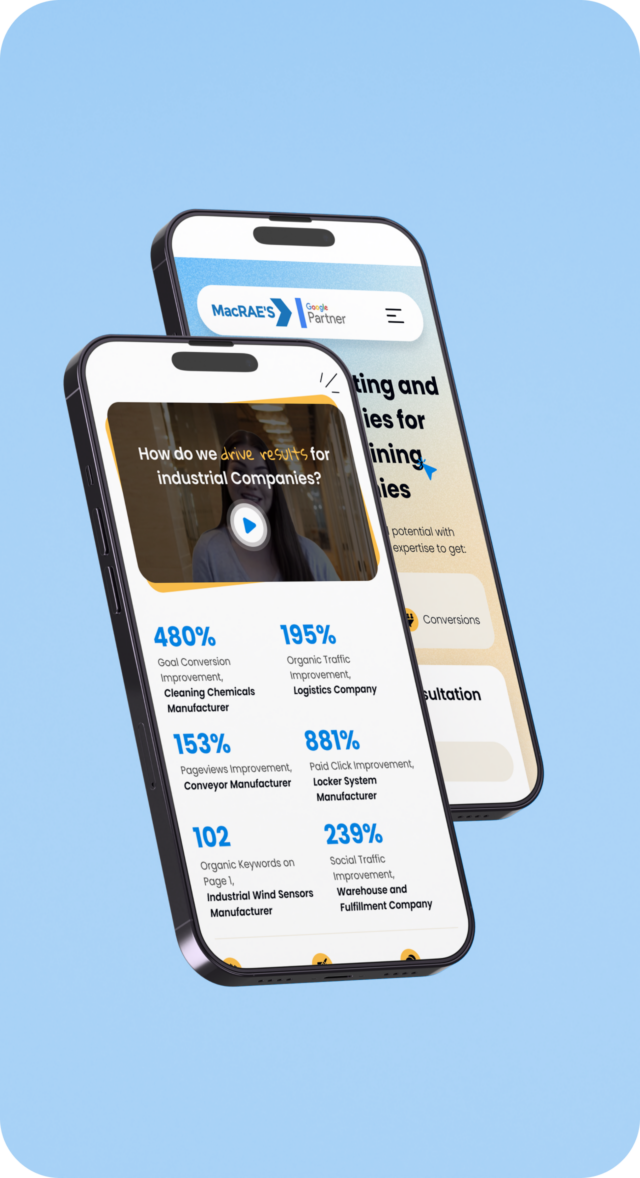 MacRAE's mobile website mockups