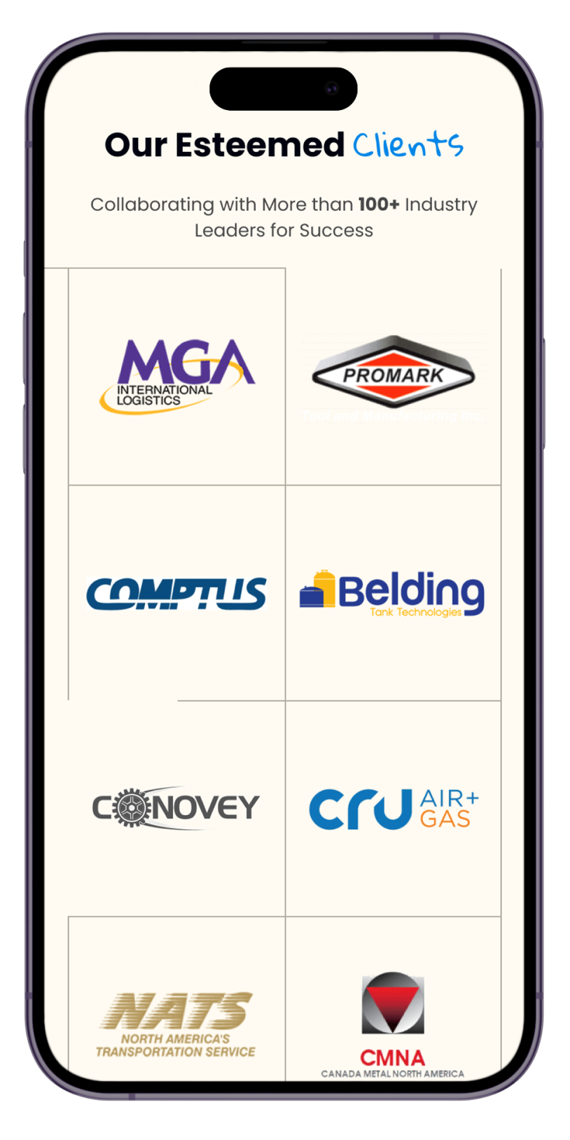 MacRAE's mobile website mockup