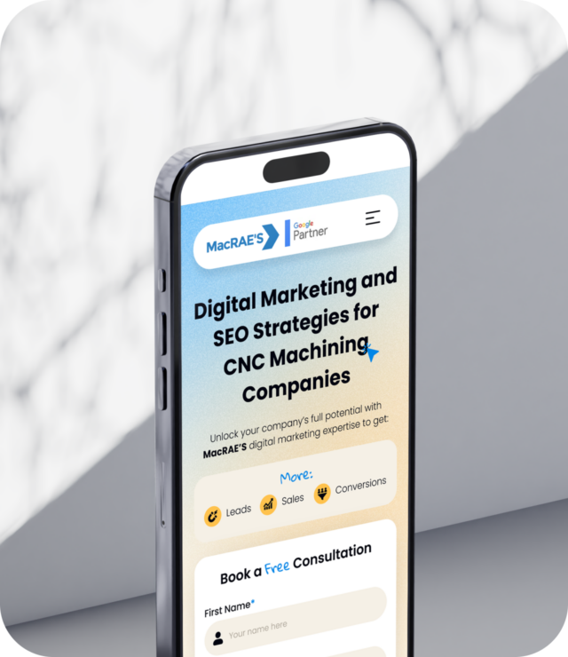 MacRAE's mobile website mockup