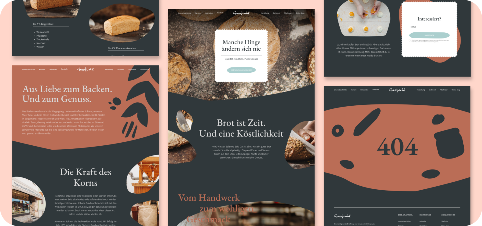Bakery desktop website mockups