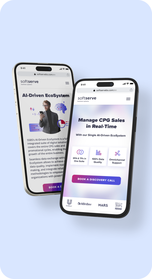 Software development company mobile website mockups
