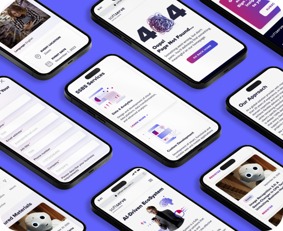 SoftServe mobile website mockups