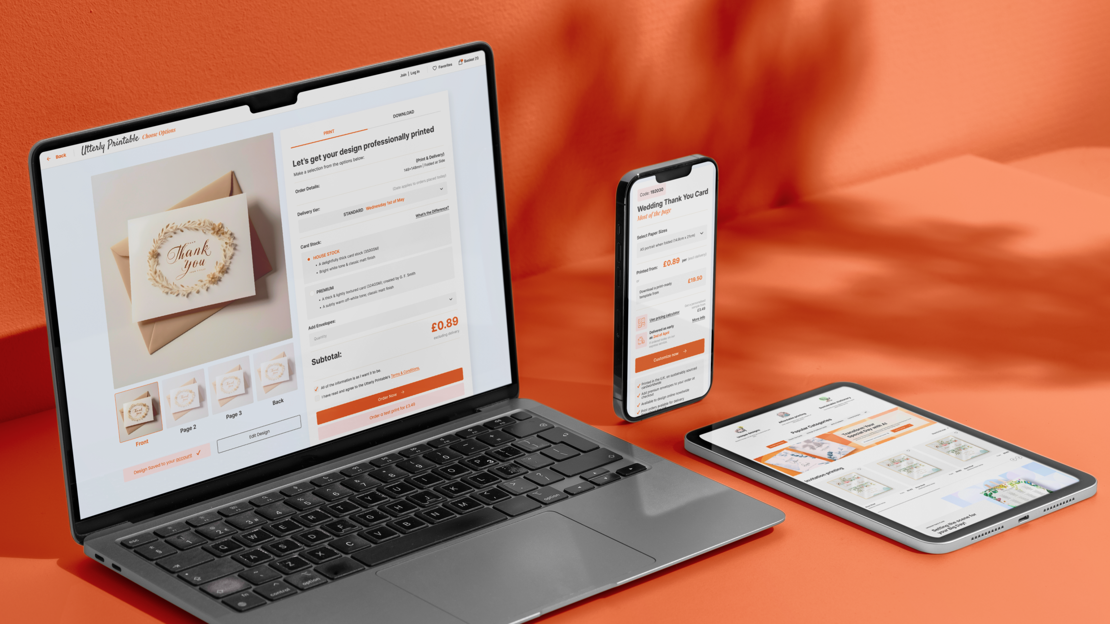 Utterly Printable website mockups