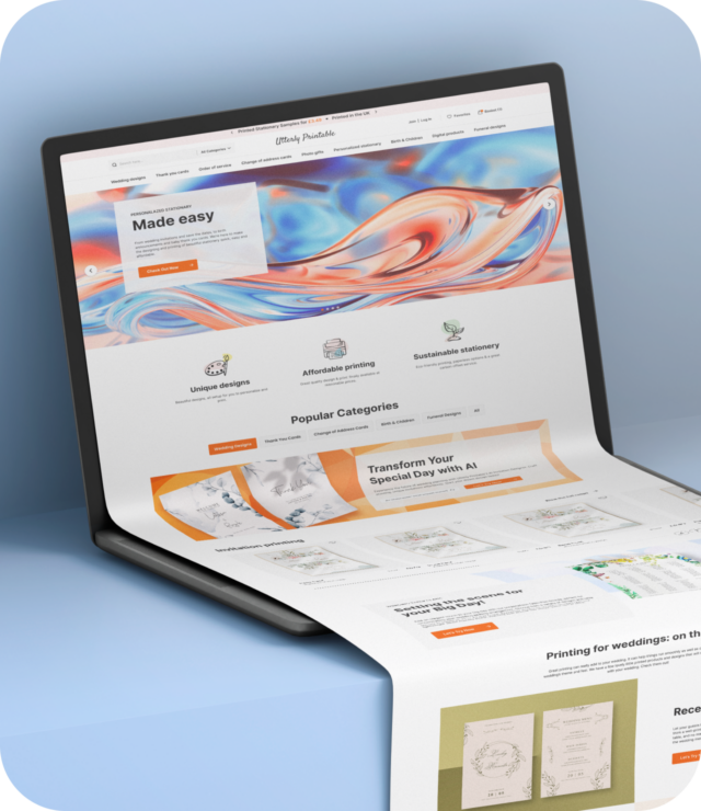 Utterly Printable desktop website mockup