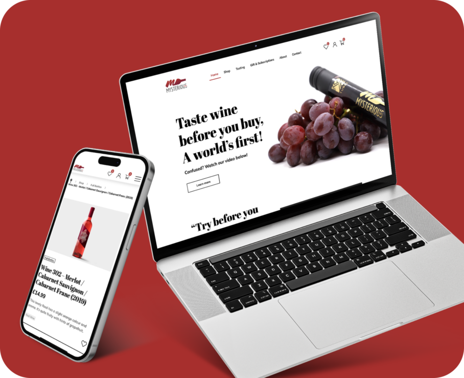 Mysterious Wines website mockups