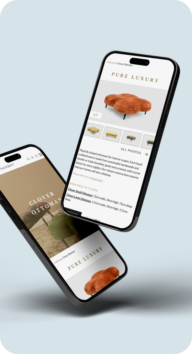 Furniture brand mobile website mockups