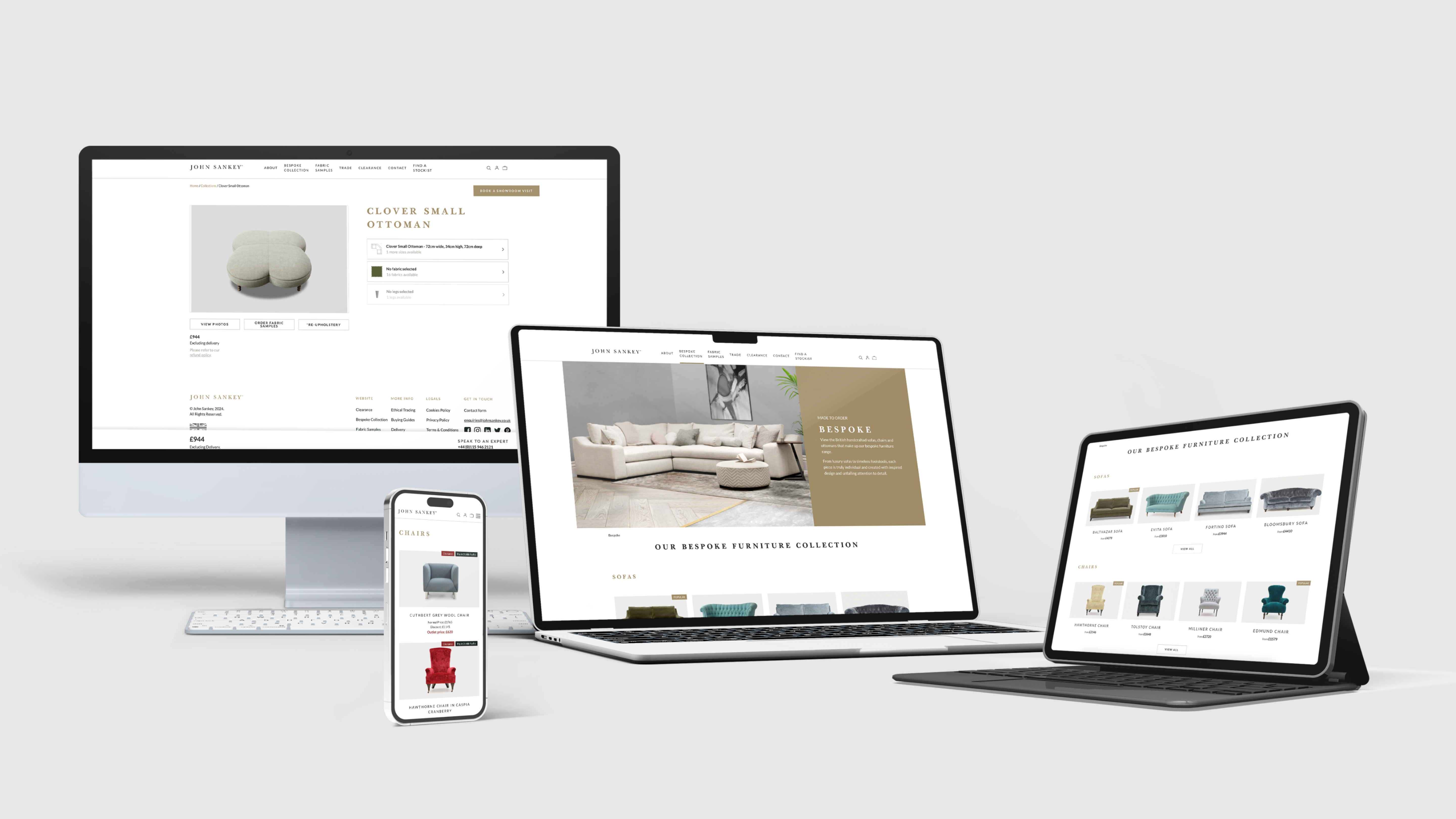 Furniture brand website mockups