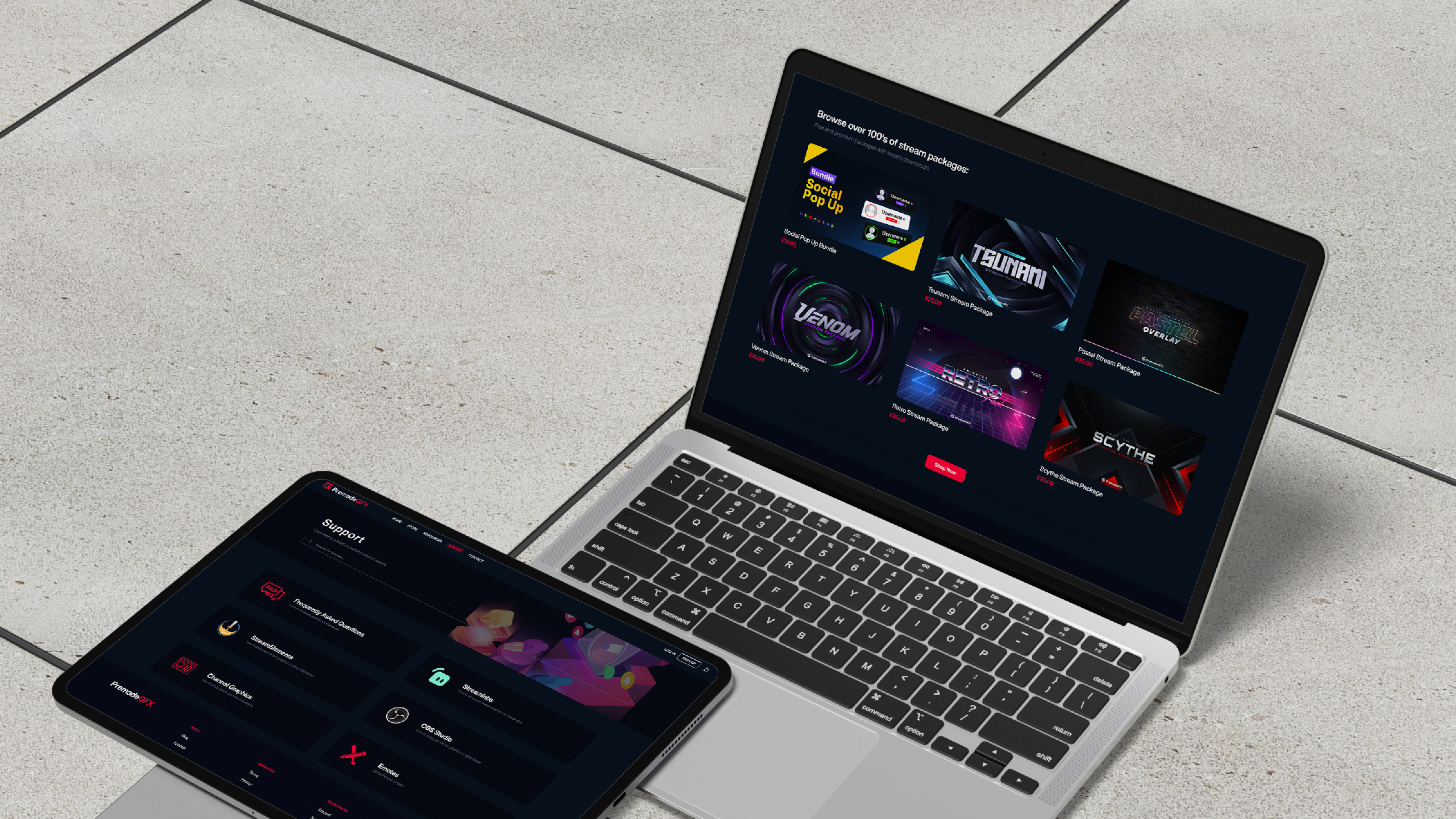 PremadeGFX desktop website mockups