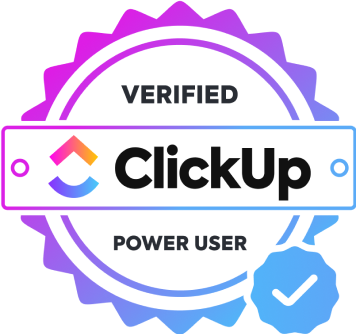 Verified power user badge by ClickUp